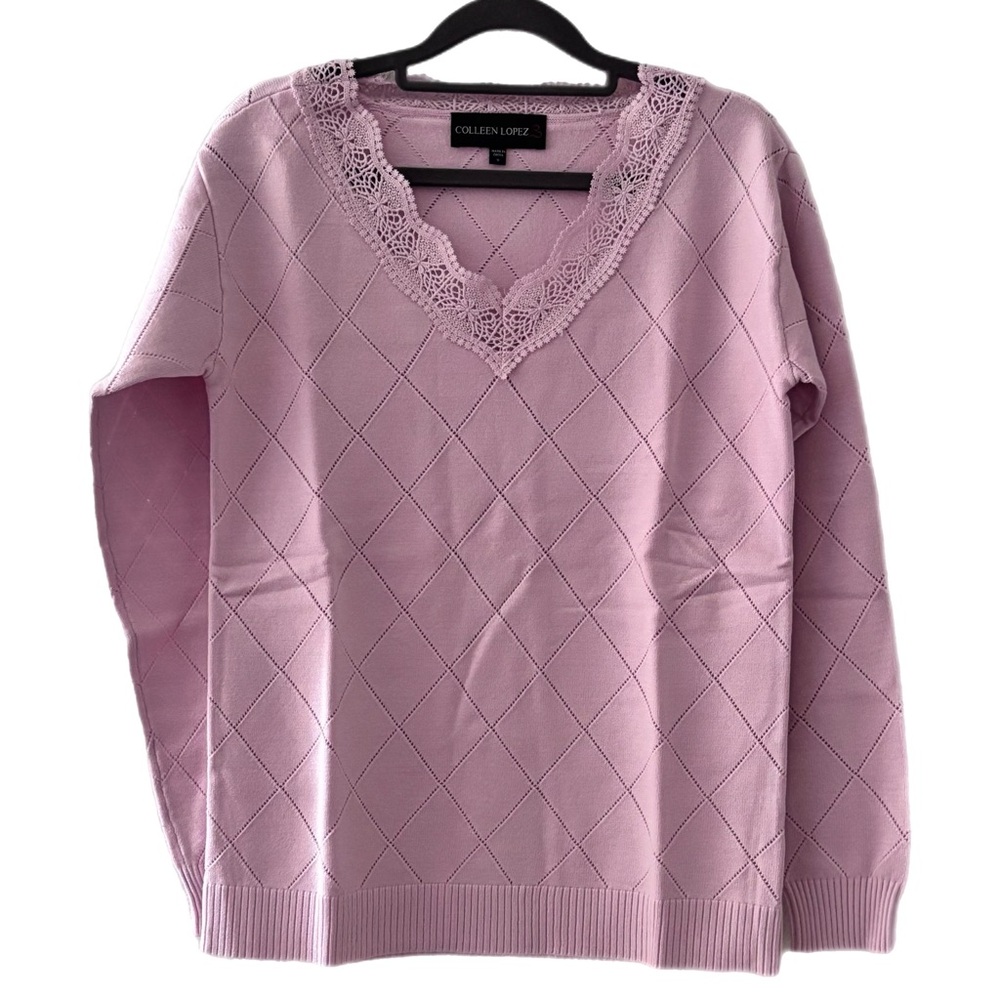 Colleen Lopez Lavender V-Neck Sweater NWOT